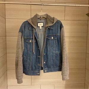 Forever 21 Blue Denim Jacket with Gray Sleeves